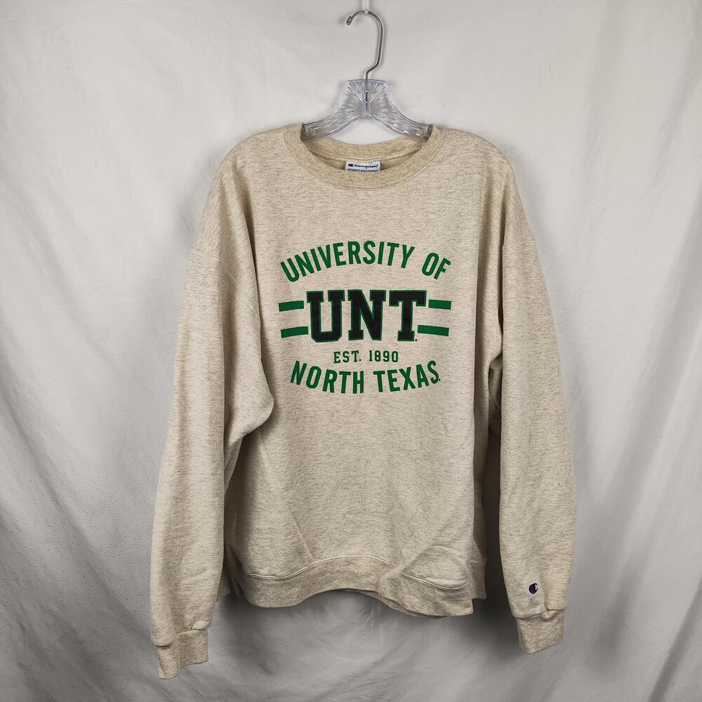 North Texas Mean Green Sweatshirt Mens 2XL Beige NCAA Football Pullover Champion